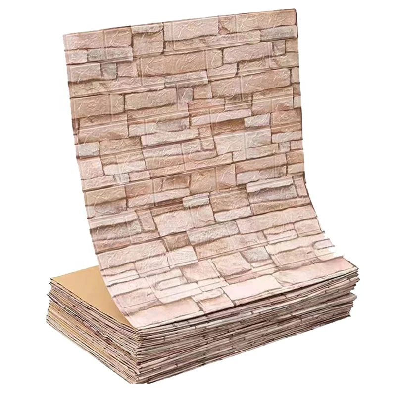 self adhesive 3d pe/xpe foam wallpaper cultural stone design