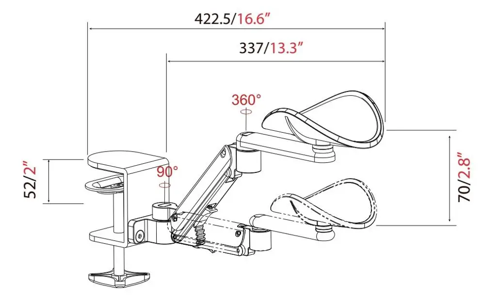 
Rotating Desk Extension Elbow Pad Armrest - Aluminum Alloy Arm Stand Wrist Rest OEM ODM factory Jonoffice jeo 