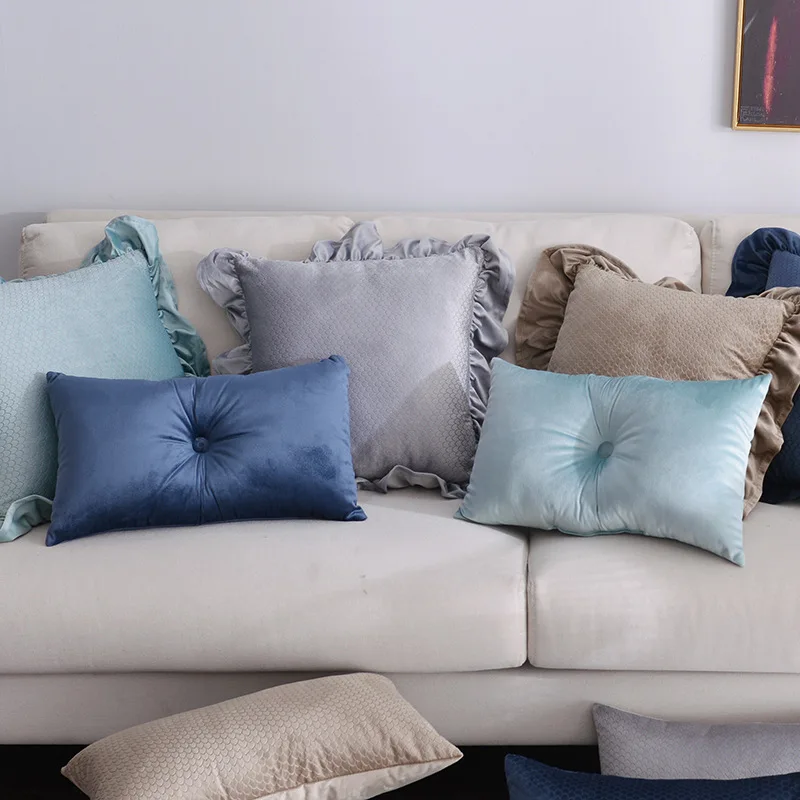 Nordic Cushion Cover With Filling Luxury Throw Velvet lumber Striped Pillow Case for Sofa Bed