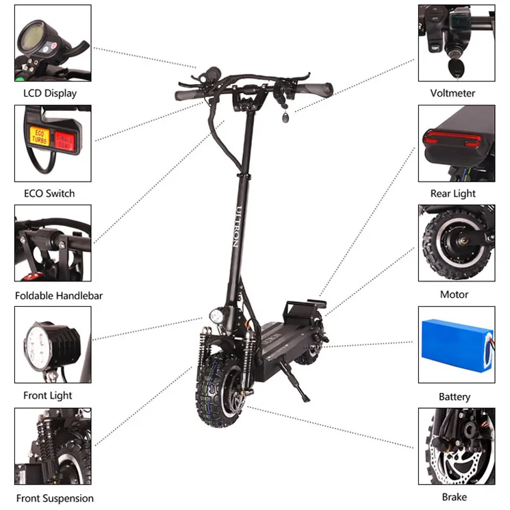 
ULTRON T11 Mobility Electric Kick Scooter Adult Powerful Fast Two Wheel 60V2400W Dual Motor Eeleven Inch With Hydraulic Brake 