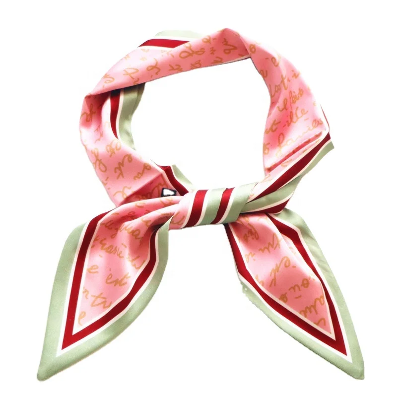 Модные весенне-летние женские деловые подарочные винтажные Узкие Ретро-шарфы с индивидуальным принтом розовые шелковые атласные шарфы