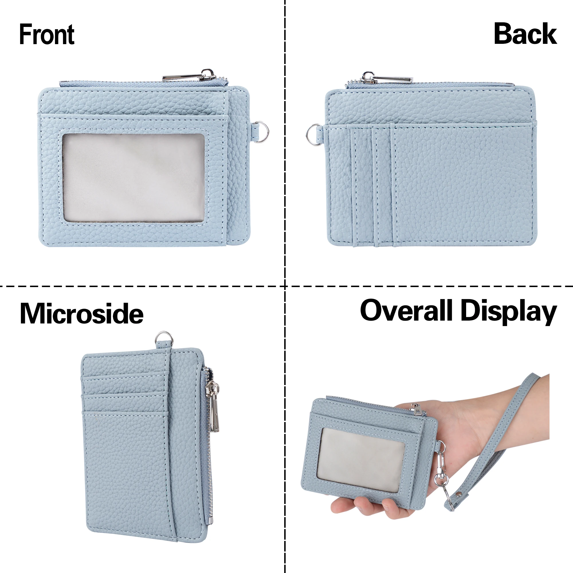 RFID Blocking Keychain Wallet Lightweight Wristlet Coin Purse Credit Card Holder Zip ID Case For Women And Men