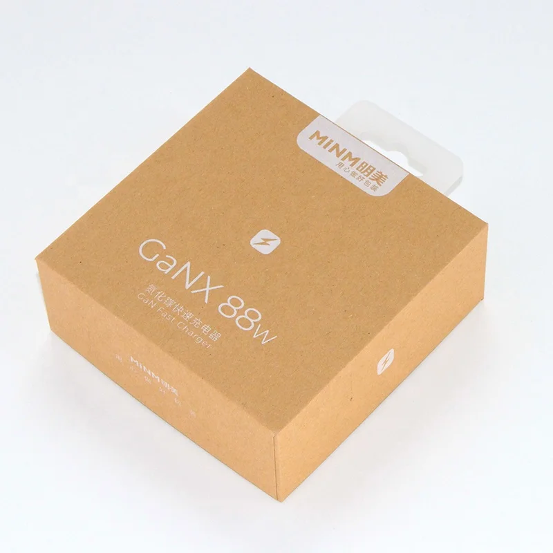 Custom Recycled Kraft Paper Box Wireless Earbuds Earphones cardboard Packaging Box for Headphones with hanger