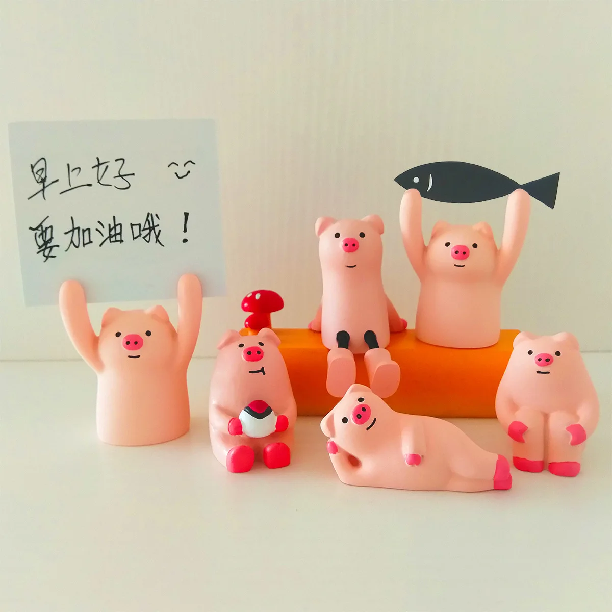 qingheng Japanese and South Korean girl heart cute hand pig message note clip photo cake decoration