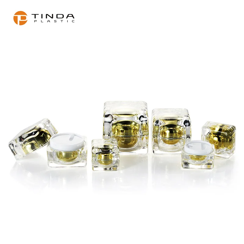 Skincare container plastic acrylic square cream packaging bottle and jar cosmetic packaging set 30g 50g 40ml 60ml 100ml