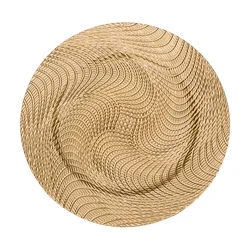 13 inch cheap luxury rose gold plastic table charger plates decorative square silver rimmed beaded reef wedding charger plate