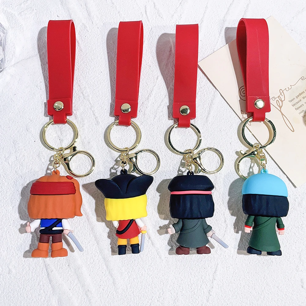 LC276 Pirates of the Caribbean Movie Mini Action Figure Keychain Cute Kawaii Creative 3D PVC Silicone Key Chain Rings Pendant