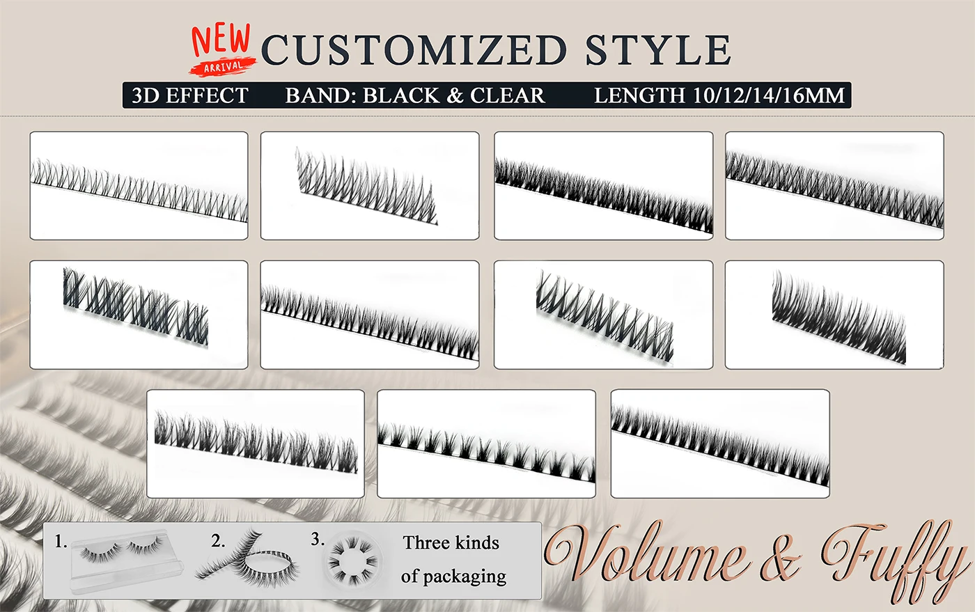 reusable 2-3 times natural C D L curl segment lash cluster kit lasting 2 week diy lash extension kit 2 in 1 lash bond and seal