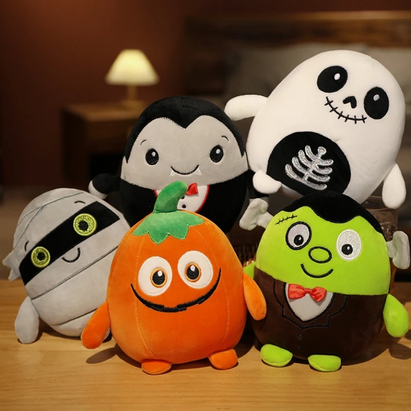 5 Pack Halloween Stuffed Animals Set Vampire Pumpkin Skull Monster Bat Plush Soft Toys Party Gift for Kids