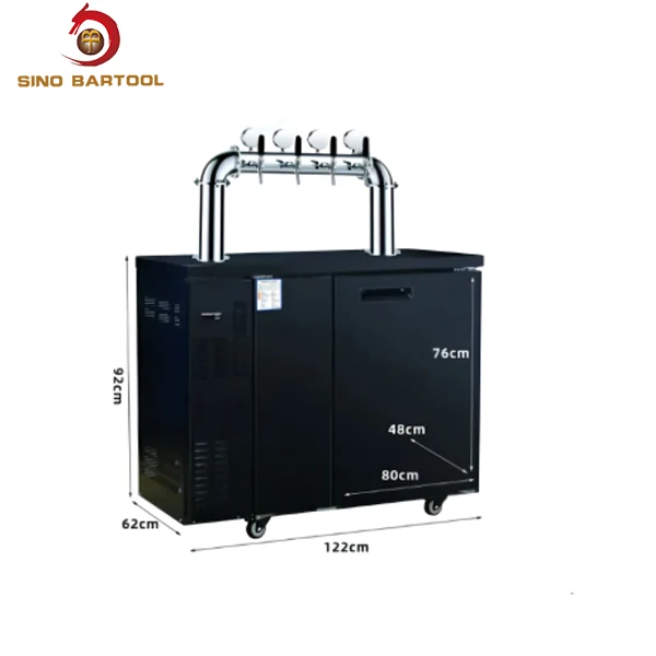 Digital display 2 doors party new tower design china 4 tap beer cooler dispenser bar kegerator