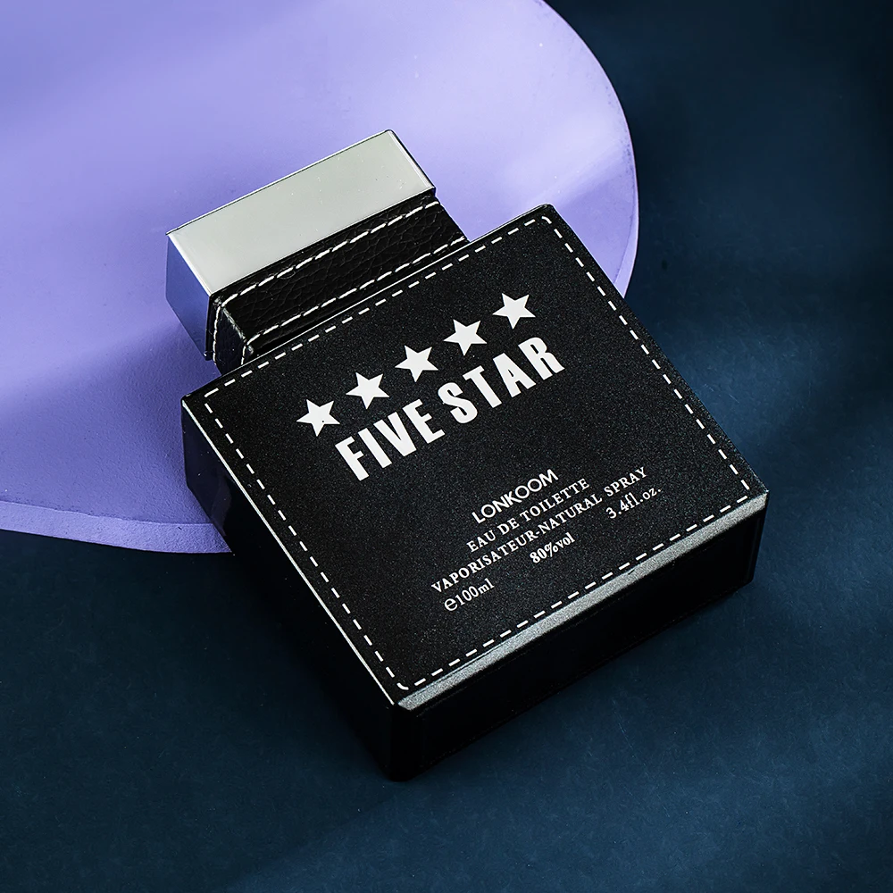 Factory Direct wholesale Black square Bottle imitation leather package 100ml EDT perfume for cool men