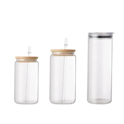 China manufacturer factory price glass coffee cup with straw glass cup with bamboo lid