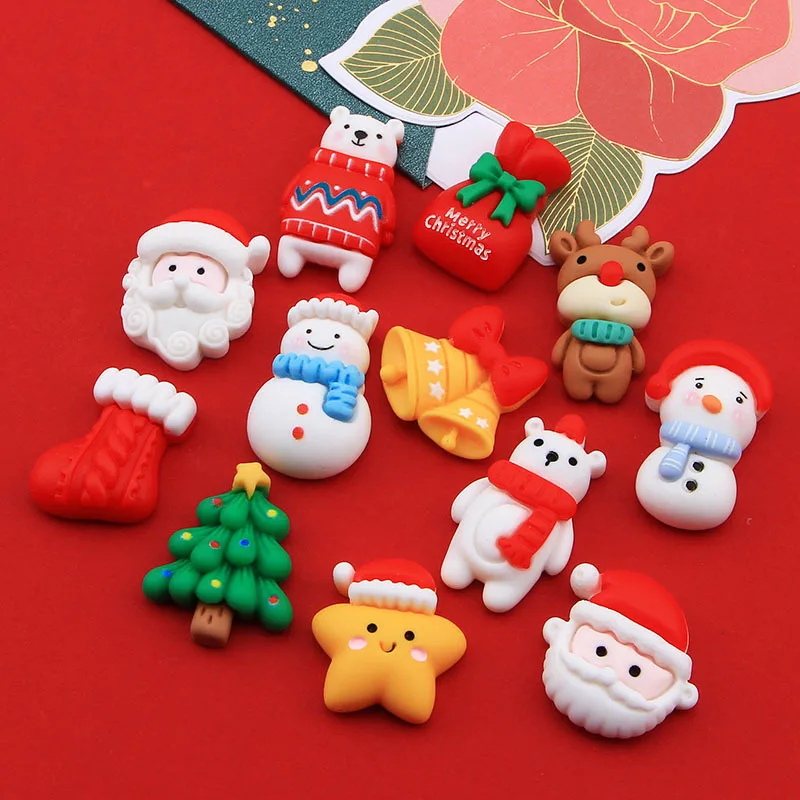 Cute Christmas Series Red Cartoon DIY Accessories Phone Case Material Hairpin Patch Resin Accessories
