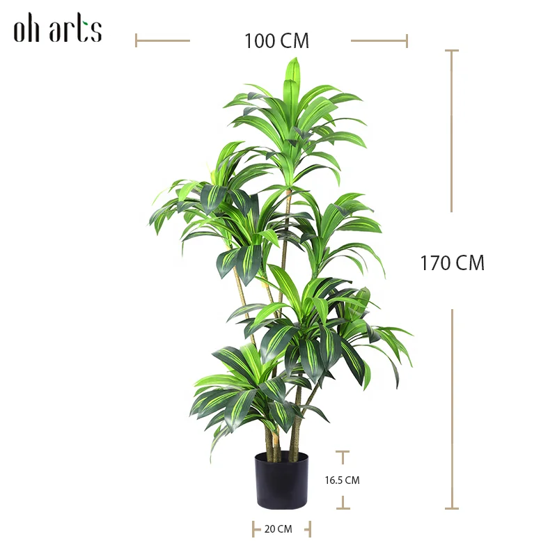 Home Wedding Decorative Oh Arts Artificial Tree Dracaena silks Leaves artificial bonsai tree For Outdoor Indoor