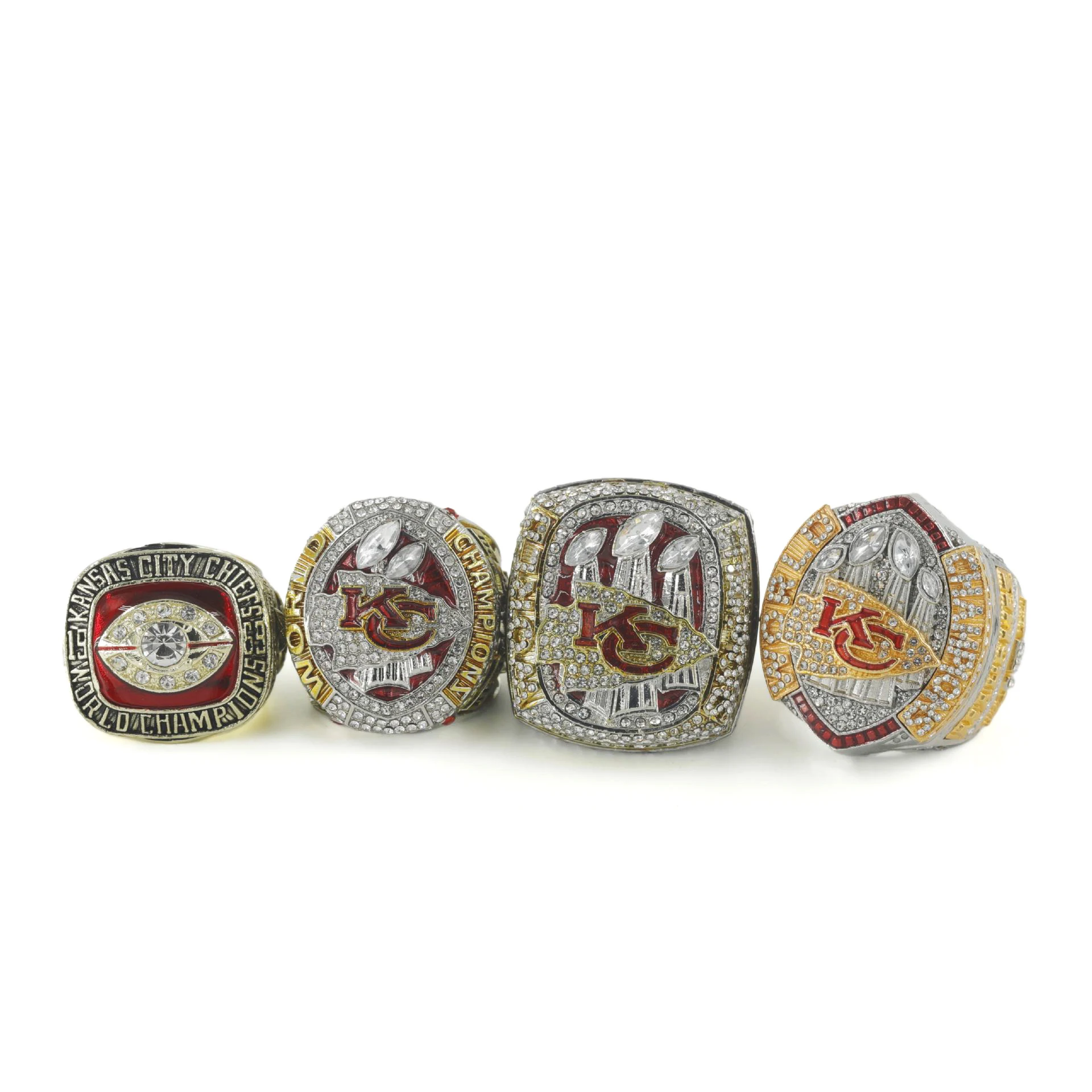 Popular 4pcs Kansas City Chiefs Super Bowl Championship Ring Set 1969 2019 2022 2023