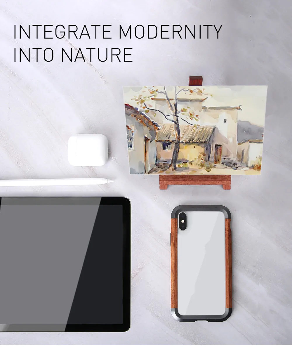 Ultra-Thin Aluminum Wood Metal Aluminum Bumper Case For iPhone