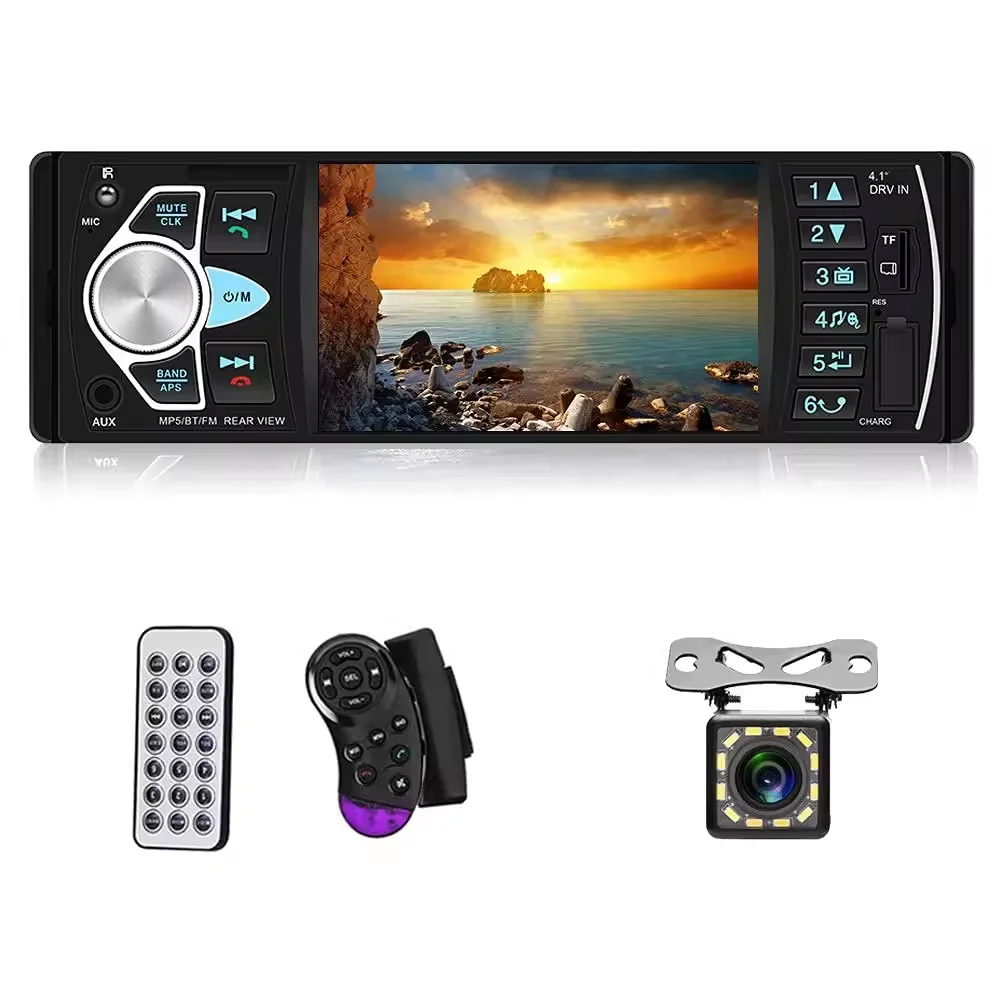 Model 4022D Auto Audio Car Radio Stereo Bluetooth Support Rear View Camera 4.1 Inch 1 Din 12V Screen Display FM English