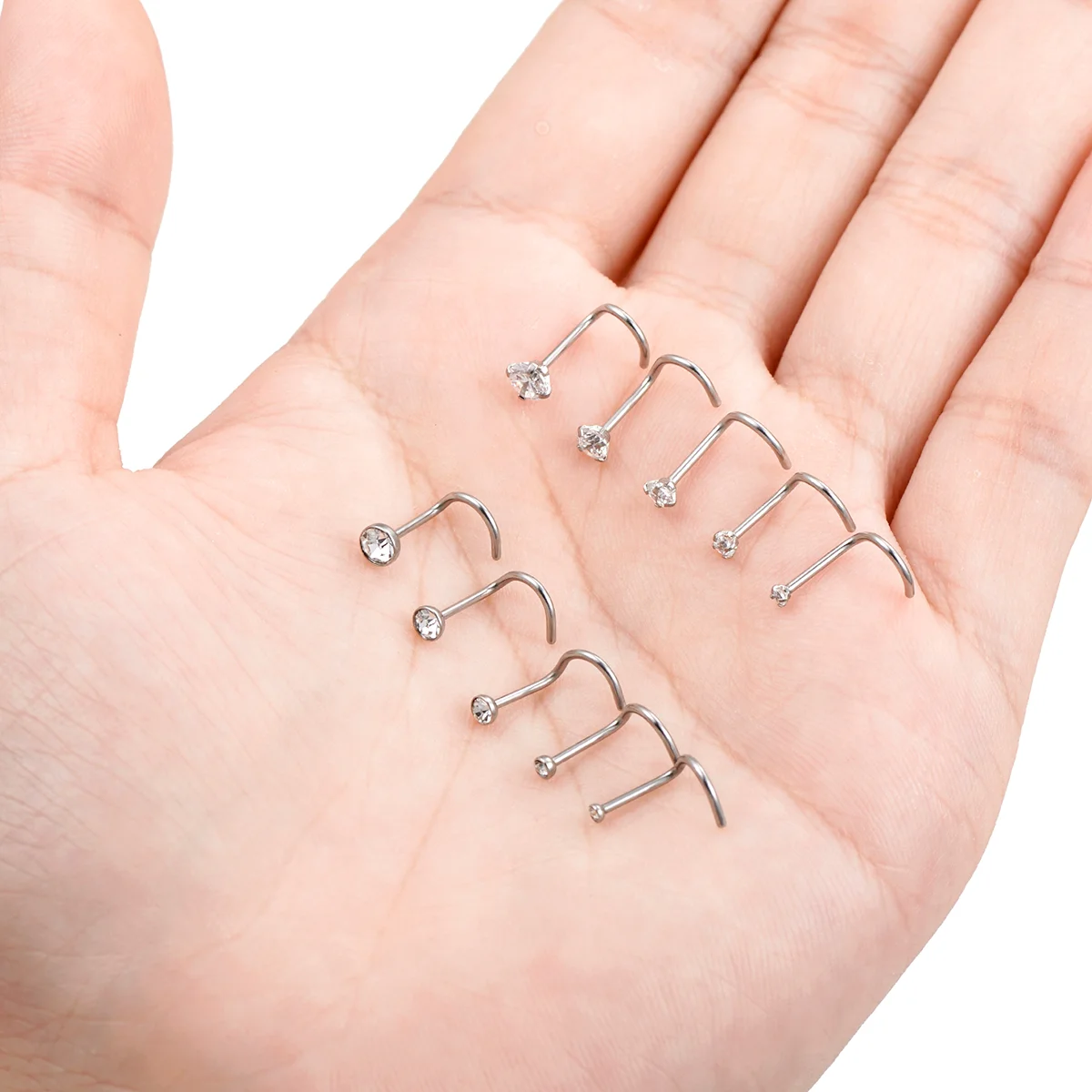 Sample Available Non Tarnish Hypoallergenic Stainless Steel Screw Shape Nose Stud Ring Nostril Nose Piercing Jewelry
