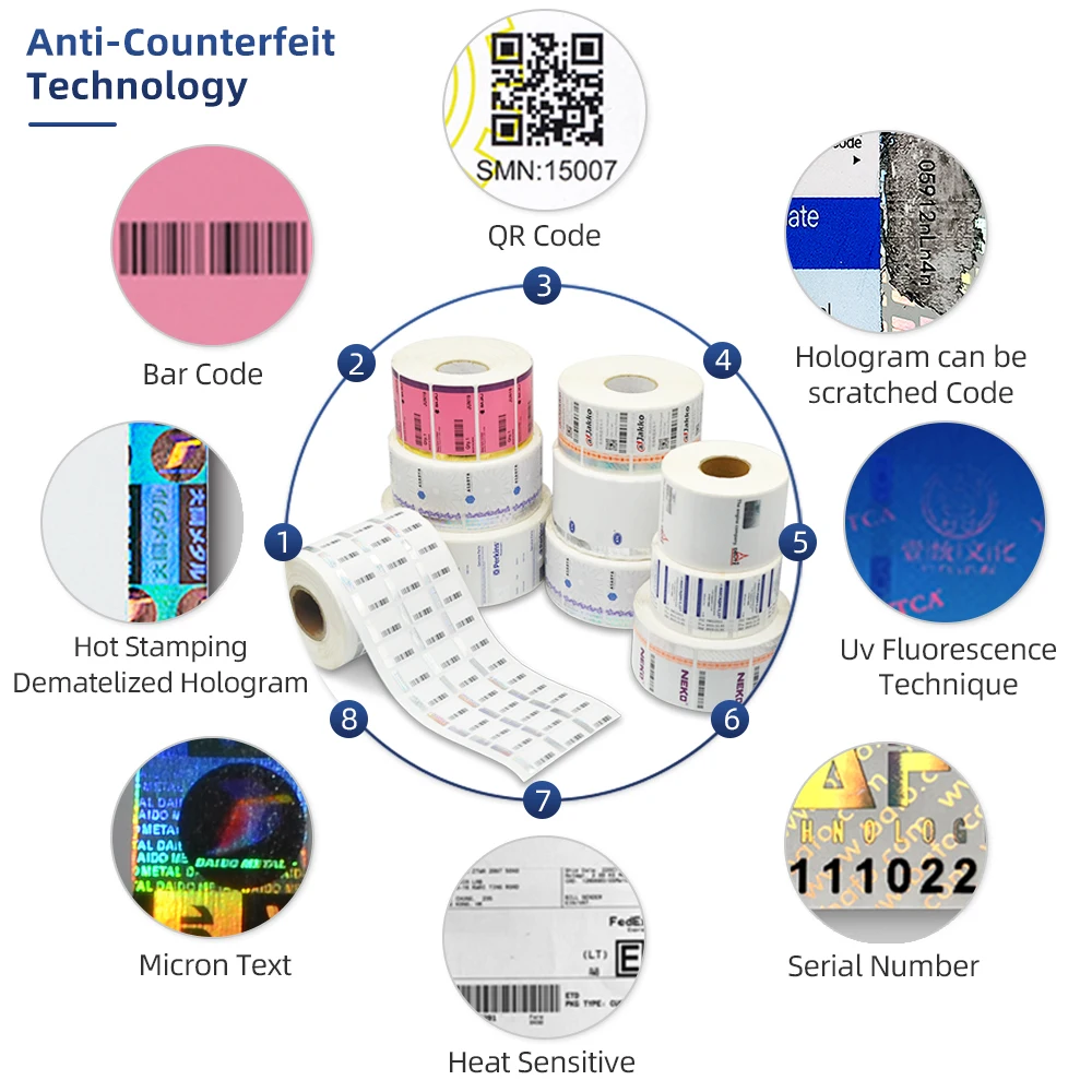 Yiko Scratch Off QR Code Security Sticker Label with Anti-Fake Holographic Stamping Custom Printing Authenticity