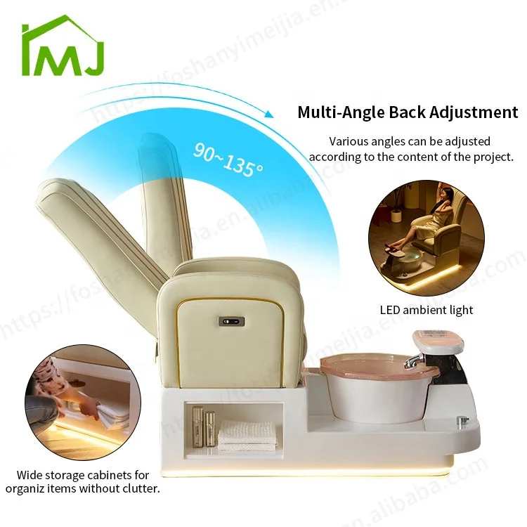 Nail Salon Storage Adjustable back Foot spa massage station Manicure and Pedicure Chairs