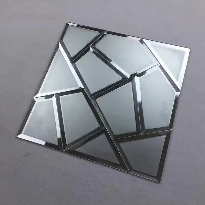 Clear ultra Silver Home Wall Cut Small Decorative Art Room Decor Beveled Mirror Crystal Glass Mosaic Tile
