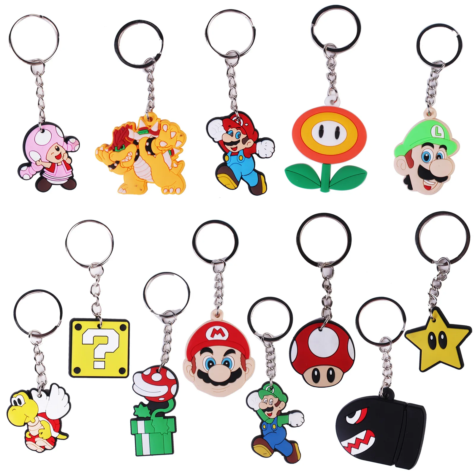 2D Key Ring Lovely Cartoon Mario Yoshi Toad Keychain Accessories Kids Gift Anti-Lost Backpack Pendant Key Chains Wholesale