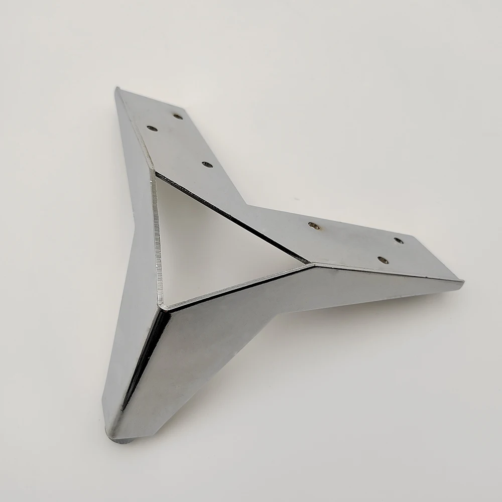 12cm High 409G Hollow Three-Pronged Chrome Plated Sofa Feet for Apartment Home Office Basement Wine Cellar 2.5mm Thickness