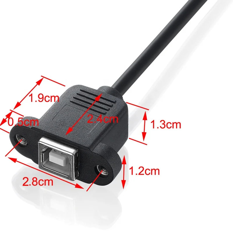 Factory produce panel mount usb b male to usb b female printer extension cable with screw lock
