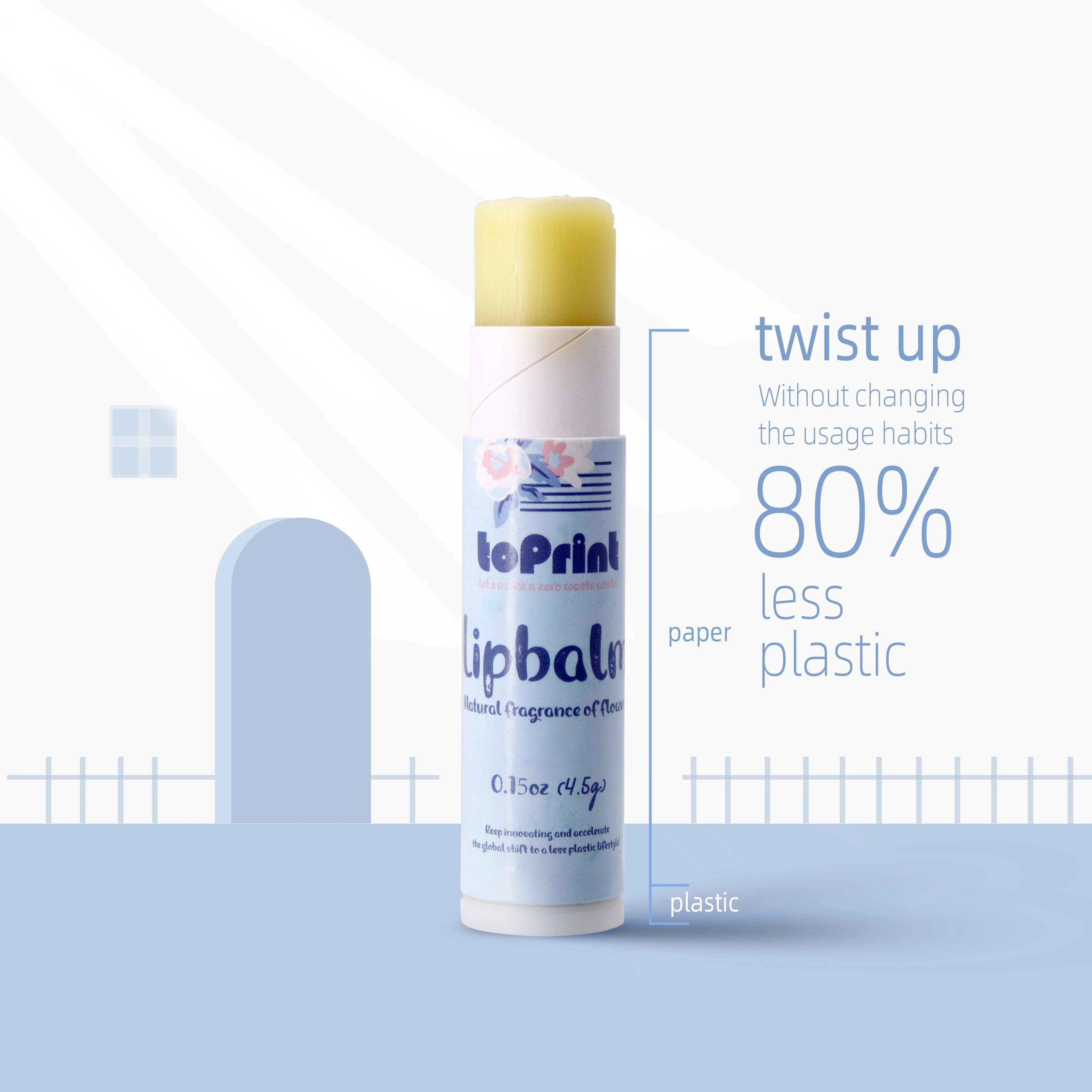 Custom 0.5oz Lip Balm Twist Up Paper Tube  80% Less Plastic Round Cosmetic Twist Up Stick Eco Friendly Lip Balm Tube Twist Up