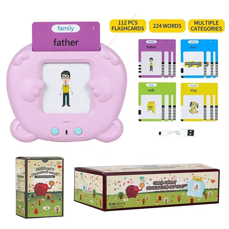 Samtoy Custom 112 Cards Baby Audible Abc Language Talking Flash Memory Cards Learning Toys Flash Cards Kids Educational