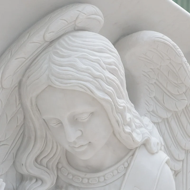 Factory direct supply angel headstone customized marble tombstone white marble child tombstones