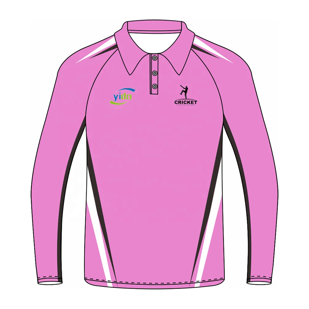 Fully printed sportswear short sleeve white polo shirt custom new design cricket jersey