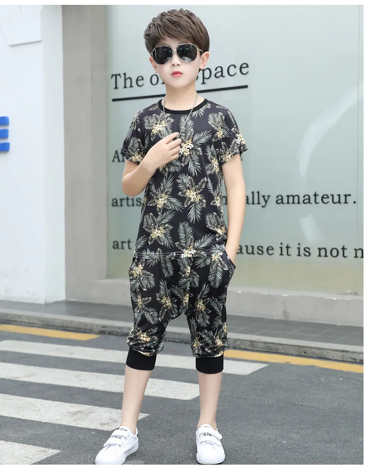 Max High Quality Exclusive For Boys Summer New Short-sleeved Suits Trendy Clothes Two-piece T-shirts Kids Denim Clothing