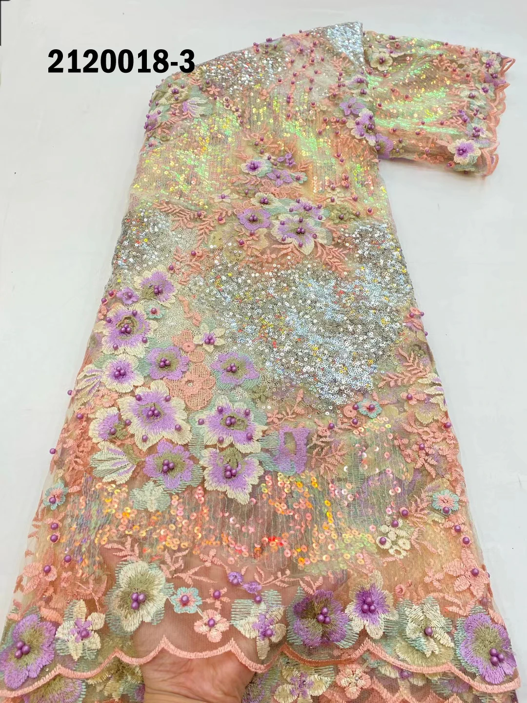 2022 best quality mix color embroidery dress beads and sequins tulle laces heavy flowers beaded lace fabric