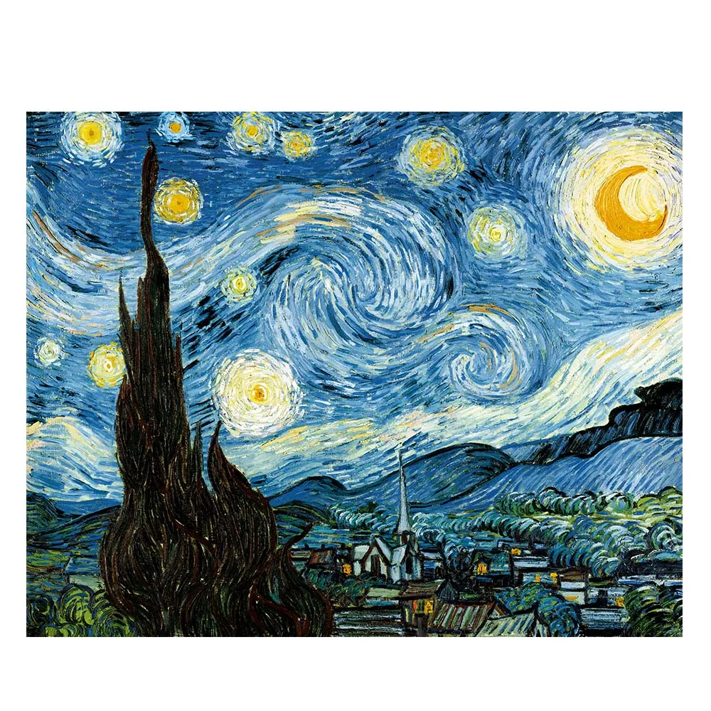 Starry night nature pictures handpainted van gogh wallpaper for painting