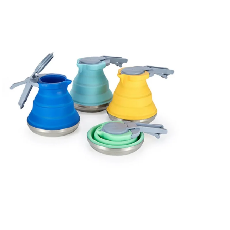  Easy Carry Folding Silicone Kettle 1.5L Water Pot Camping Travel Kitchen Tools Tea