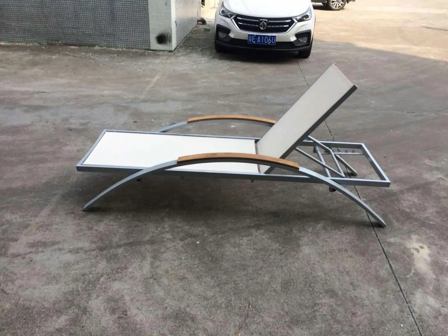 outdoor furniture sun lounge chair teak wood armrest outdoor chaise lounge hotel pool swimming poolside lounger chairs