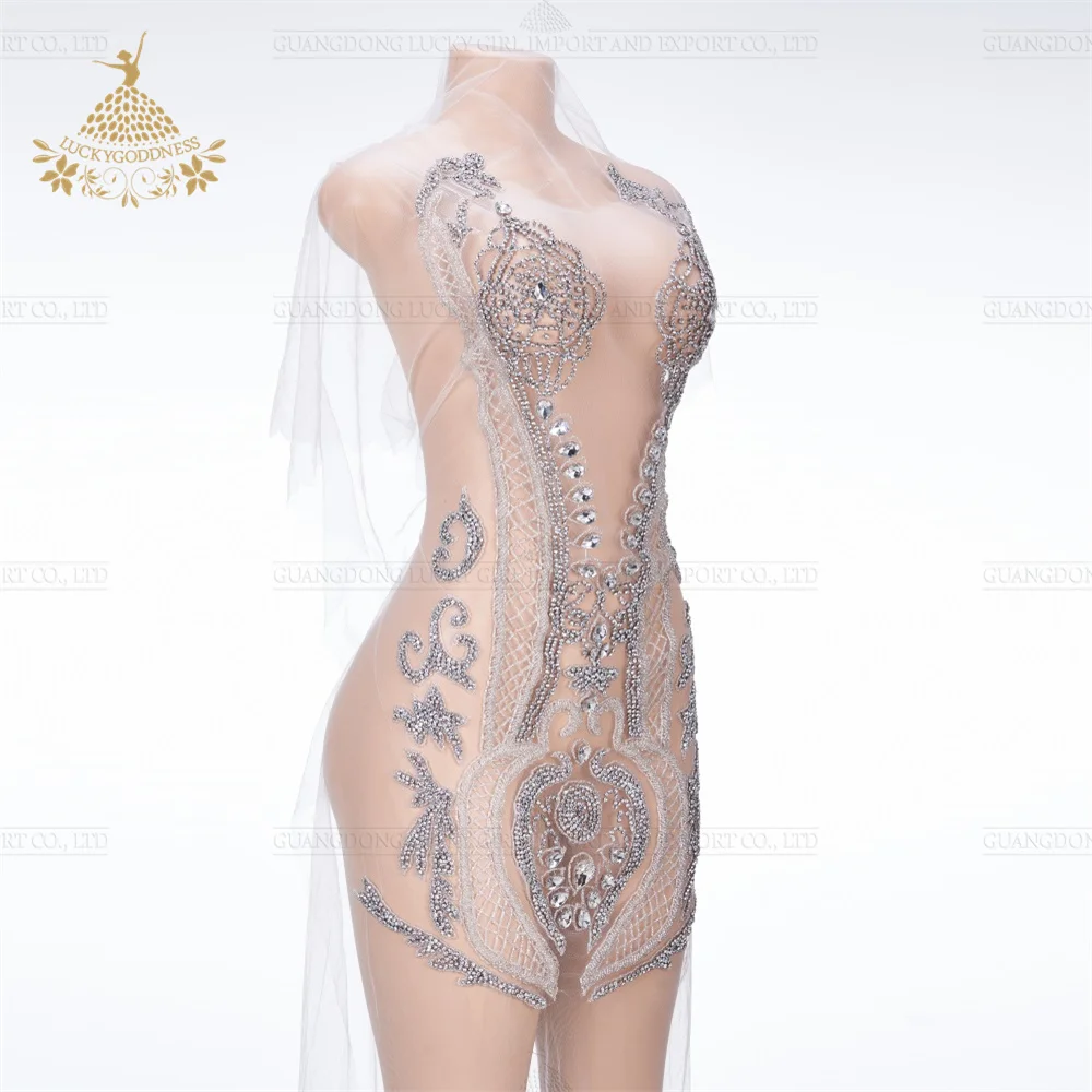 Handmade For Bridal Wedding Dress Beaded Bodice Patch Rhinestone Applique DRA-627