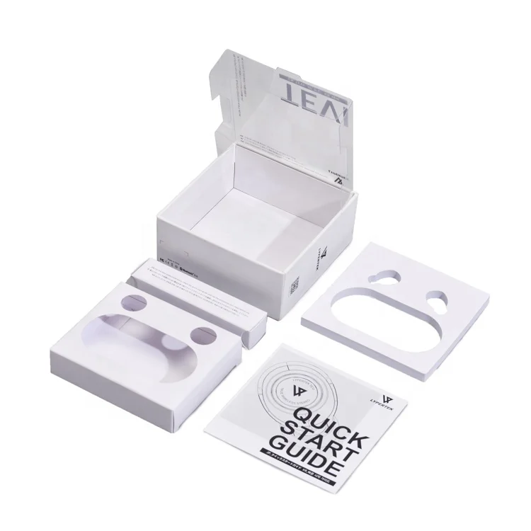 Custom Electronic Paper Packaging Carton Wireless Earphone Headphone Cable Packing Box With Clear Window