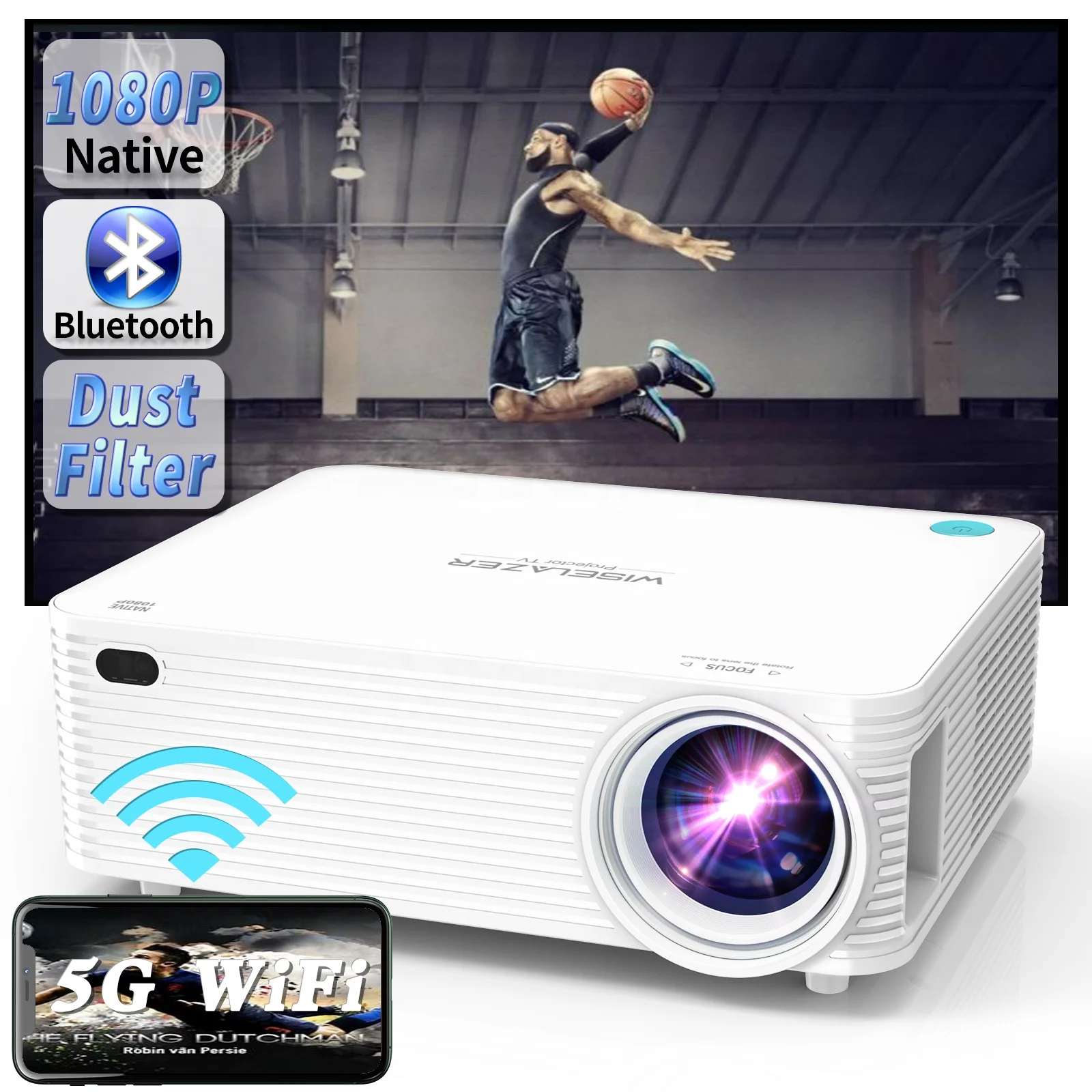 ZAOLIGHTEC 2023 New Ultra HD Home Projector 1080P Private Theater Wireless WIFI Office 3D Smart Theater Portable Mini Projector