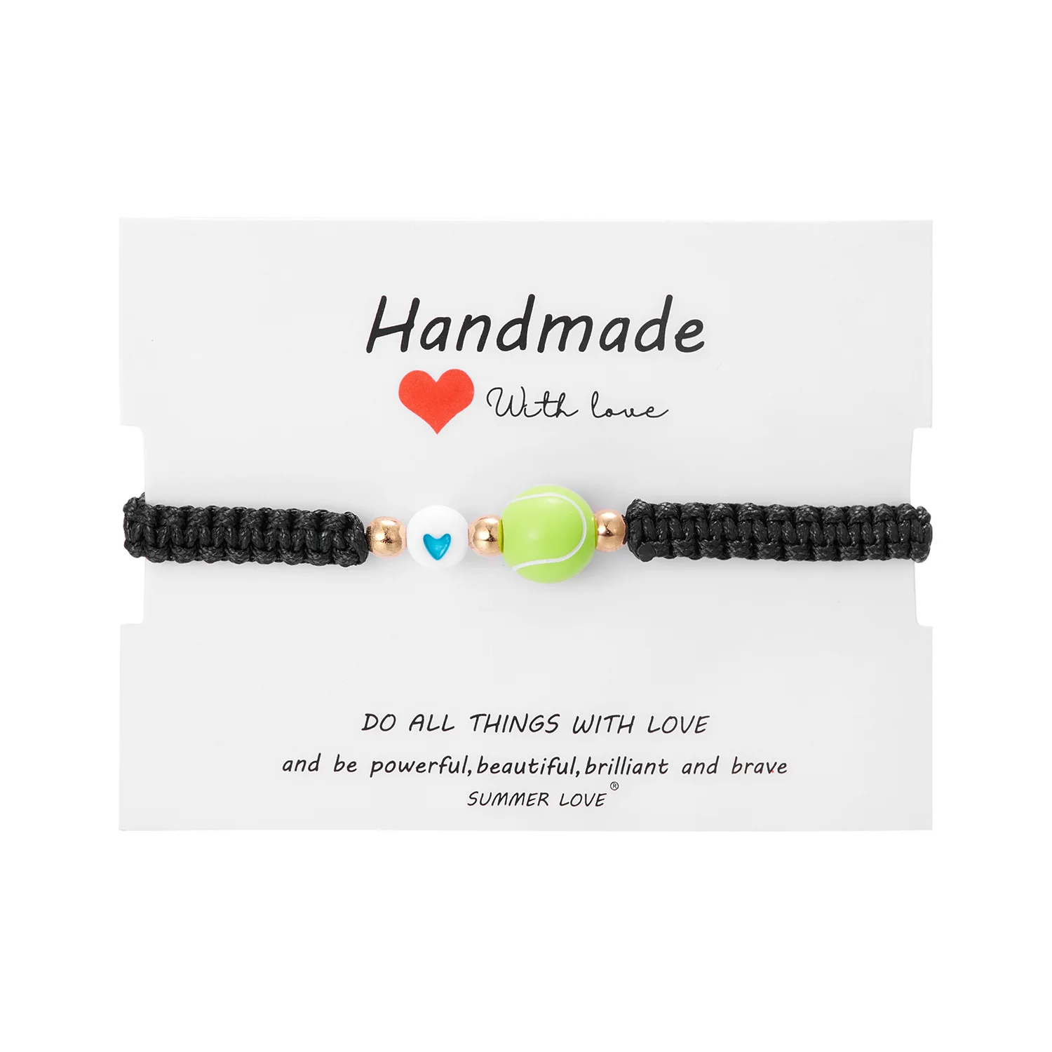 fashion ball football rugby tennis heart bead bracelet sports daily wear with adjustable woven men jewelry charm bracelet