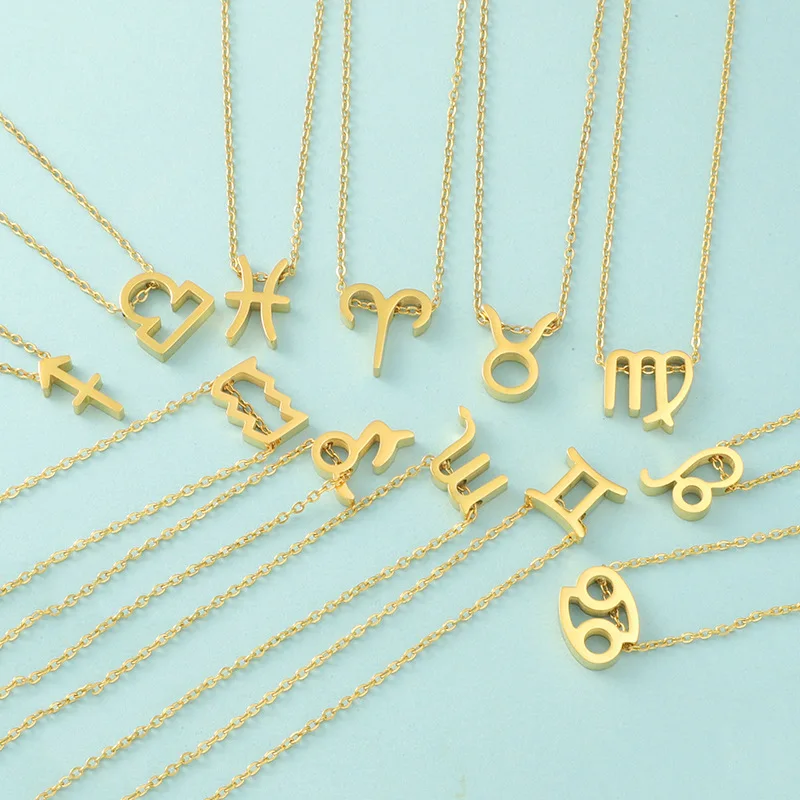 Popular Stainless Steel 18k Gold Plated Choker Statement The Zodiac Necklace for Women Gift with Quality Wholesale