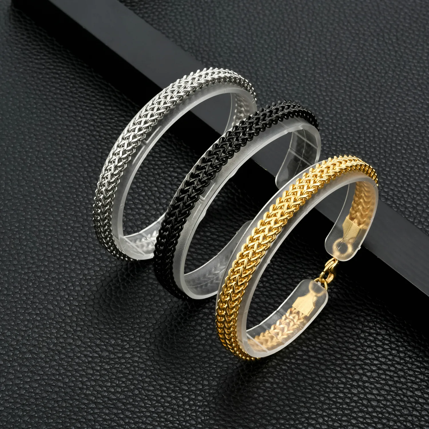 Italian 6mm Solid Stainless Steel Bracelet Black Silver Gold Plated Jewelry Fashion Men Women Square Link Chain Simple Bracelet