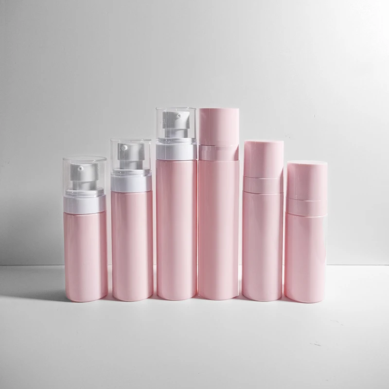 wholesale 60m 80ml 100ml airless pump bottle spray bottle cute packaging pump bottle with pink pump and lid