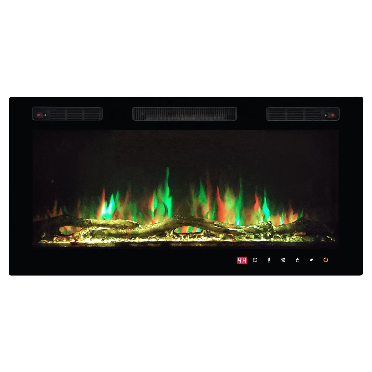 36 INCH WALL MOUNTED FIREPLACE WITH 10 FLAME COLORS WIFI CONTROL & BLUE TOOTH SPEAKER