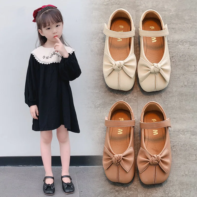 Туфли для девочек Новинка весна-осень 2021 детская кожаная обувь для студентов обувь принцессы однотонная обувь универсальная мягкая подошва