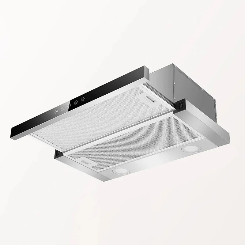 Efficient Slide-Out Range Hood Quiet Space-Saving Downdraft LED Light Aluminum Housing Chimney Enhanced Cooking Experience
