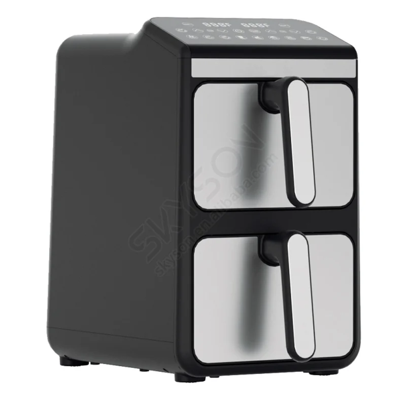 Hot selling New design 5.5L+5.5L vertical double stack dual digital air fryer with window for large family