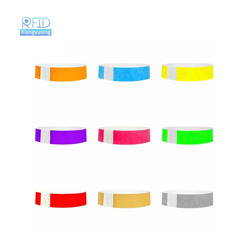 Custom cheap colored printed tyvek wrist band wristband event party tyvek paper wristbands bracelet