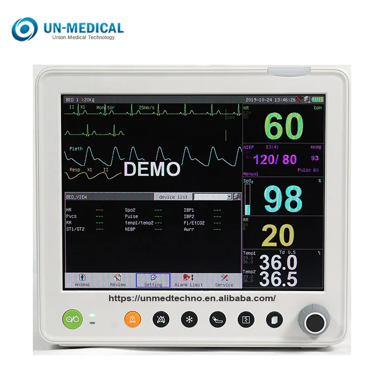 UN8000E 12 inch Medical Portable Multi Parameter Monitor machine